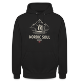 NORDIC SOUL Unisex Hoodie | Wikinger Reise Kapuzenpullover | Outdoor-Sweatshirt Norwegen - Schwarz
