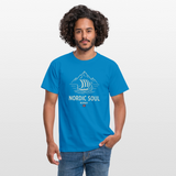 NORDIC SOUL – Norwegisches Wikinger-Langschiff Fjord T-Shirt - Royalblau