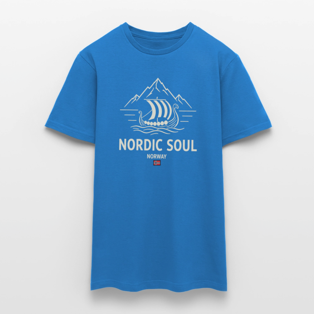 NORDIC SOUL – Norwegisches Wikinger-Langschiff Fjord T-Shirt - Royalblau