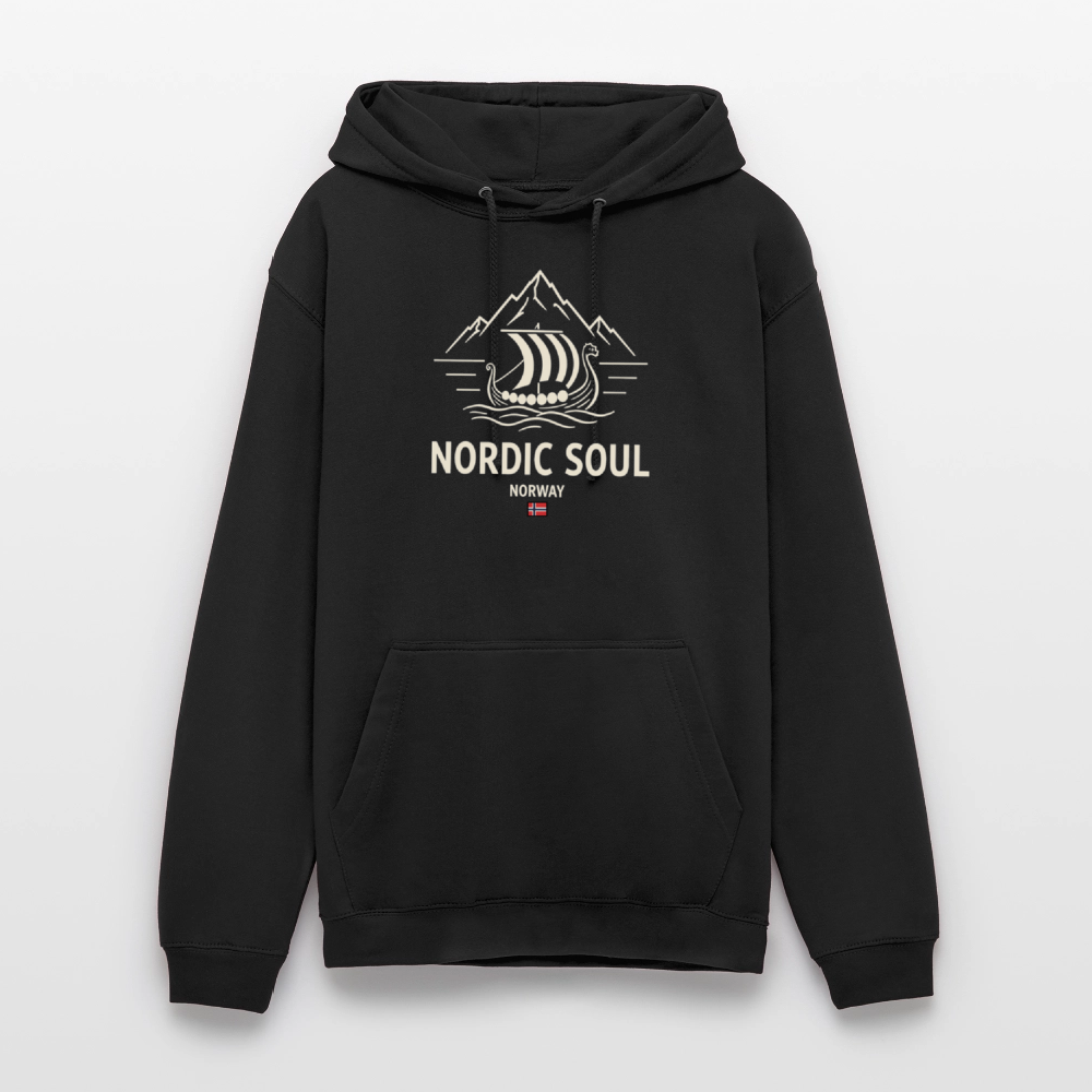 NORDIC SOUL Unisex Hoodie | Wikinger Reise Kapuzenpullover | Outdoor-Sweatshirt Norwegen - Schwarz