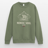NORDIC SOUL Unisex Pullover | Skandinavien Sweatshirt | Wikinger Fjord Design - Armeegrün