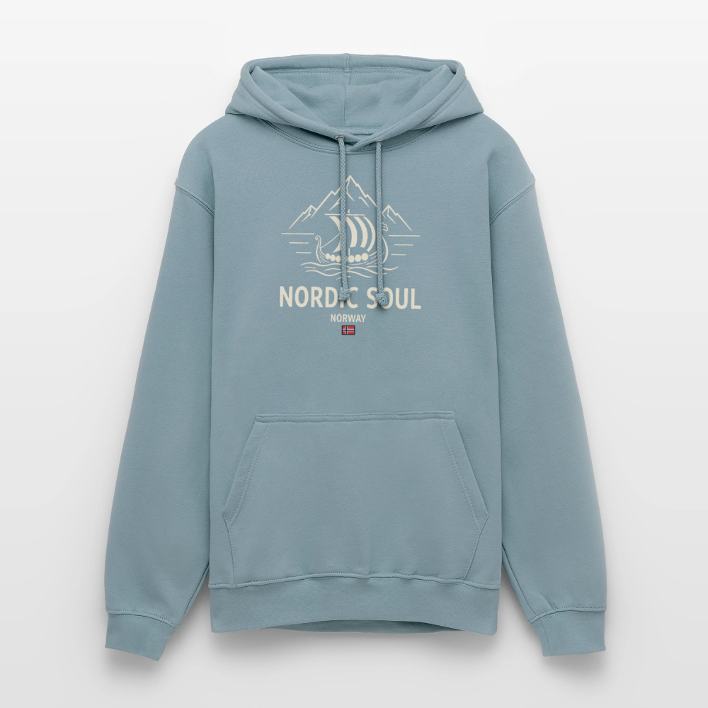 NORDIC SOUL Unisex Hoodie | Wikinger Reise Kapuzenpullover | Outdoor-Sweatshirt Norwegen - Nebelblau
