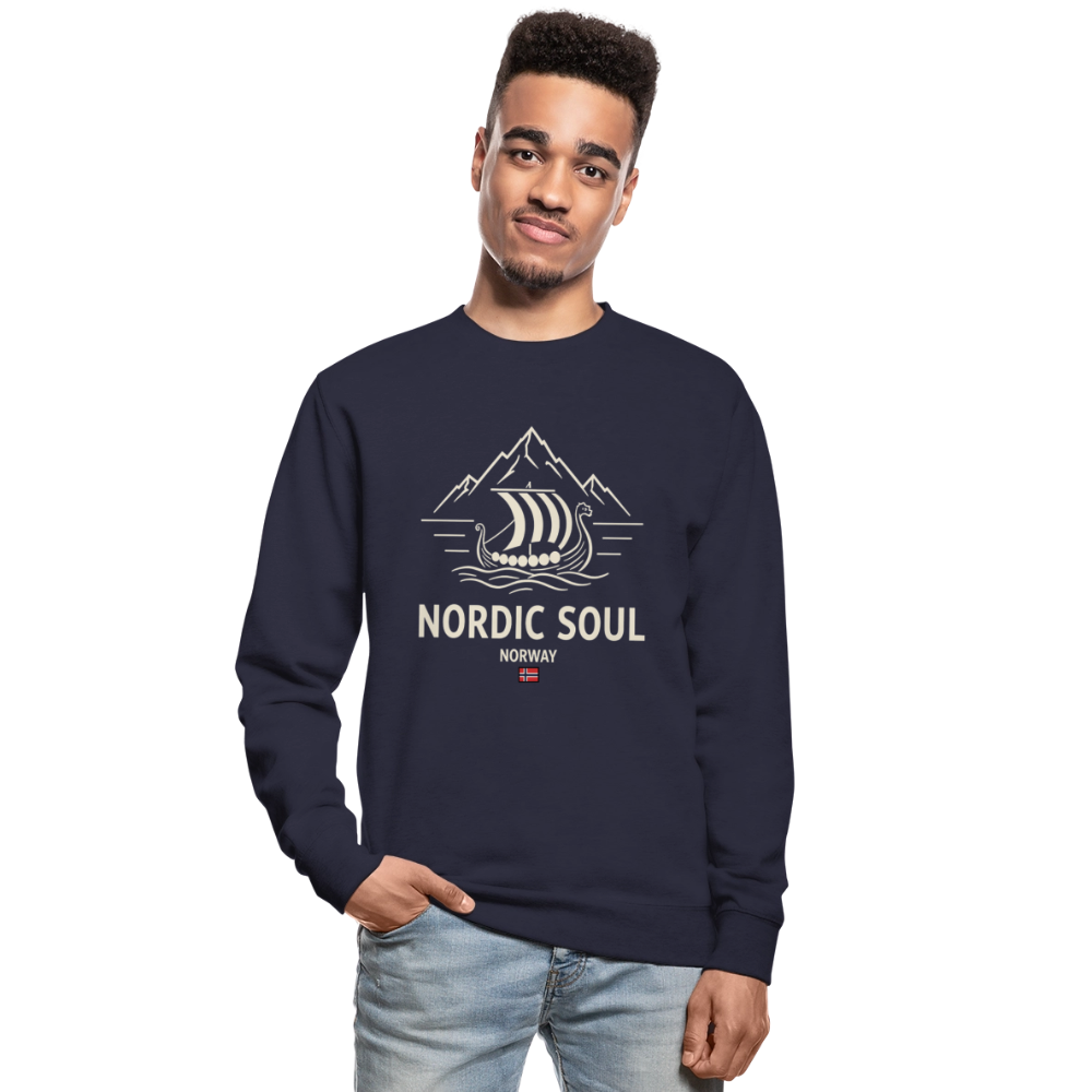 NORDIC SOUL Unisex Pullover | Skandinavien Sweatshirt | Wikinger Fjord Design - Navy