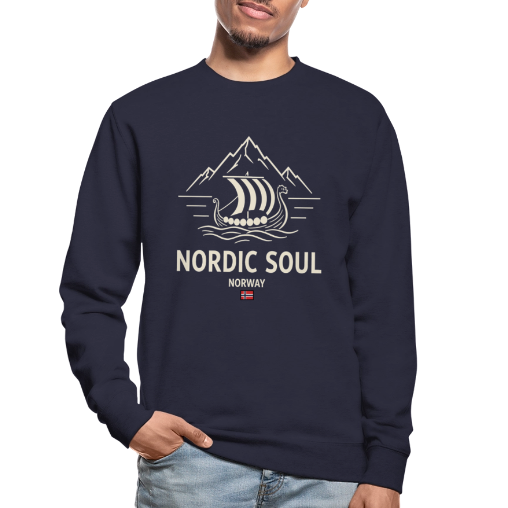 NORDIC SOUL Unisex Pullover | Skandinavien Sweatshirt | Wikinger Fjord Design - Navy