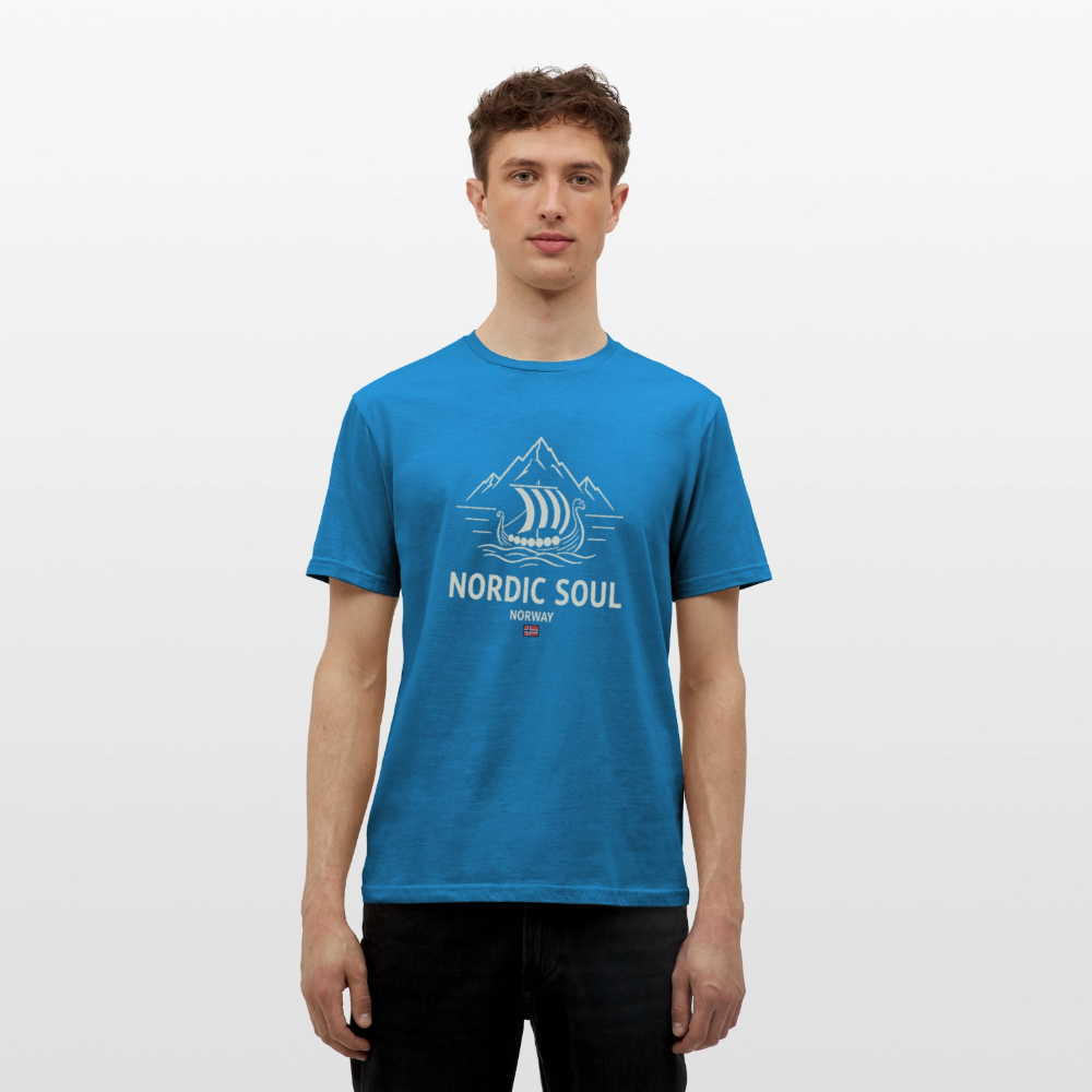 NORDIC SOUL – Norwegisches Wikinger-Langschiff Fjord T-Shirt - Royalblau