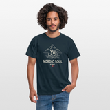 NORDIC SOUL – Norwegisches Wikinger-Langschiff Fjord T-Shirt - Navy
