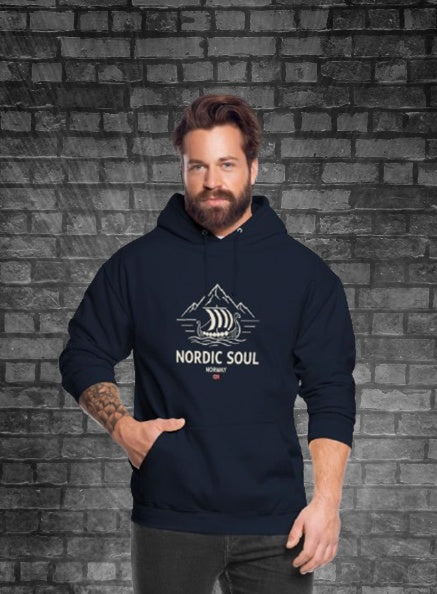 NORDIC SOUL Unisex Hoodie | Wikinger Reise Kapuzenpullover | Outdoor-Sweatshirt Norwegen