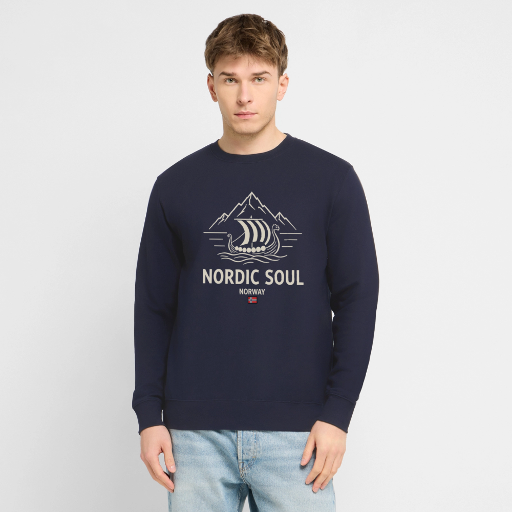 NORDIC SOUL Unisex Pullover | Skandinavien Sweatshirt | Wikinger Fjord Design - Navy