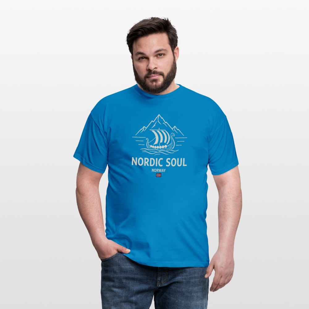 NORDIC SOUL – Norwegisches Wikinger-Langschiff Fjord T-Shirt - Royalblau