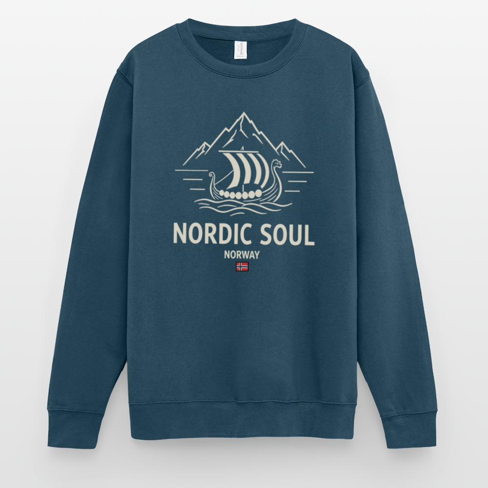 NORDIC SOUL Unisex Pullover | Skandinavien Sweatshirt | Wikinger Fjord Design - Indigoblau