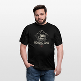 NORDIC SOUL – Norwegisches Wikinger-Langschiff Fjord T-Shirt - Schwarz