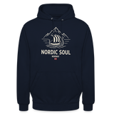 NORDIC SOUL Unisex Hoodie | Wikinger Reise Kapuzenpullover | Outdoor-Sweatshirt Norwegen - Navy