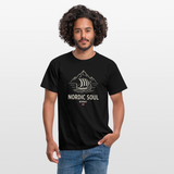 NORDIC SOUL – Norwegisches Wikinger-Langschiff Fjord T-Shirt - Schwarz