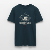 NORDIC SOUL – Norwegisches Wikinger-Langschiff Fjord T-Shirt - Navy