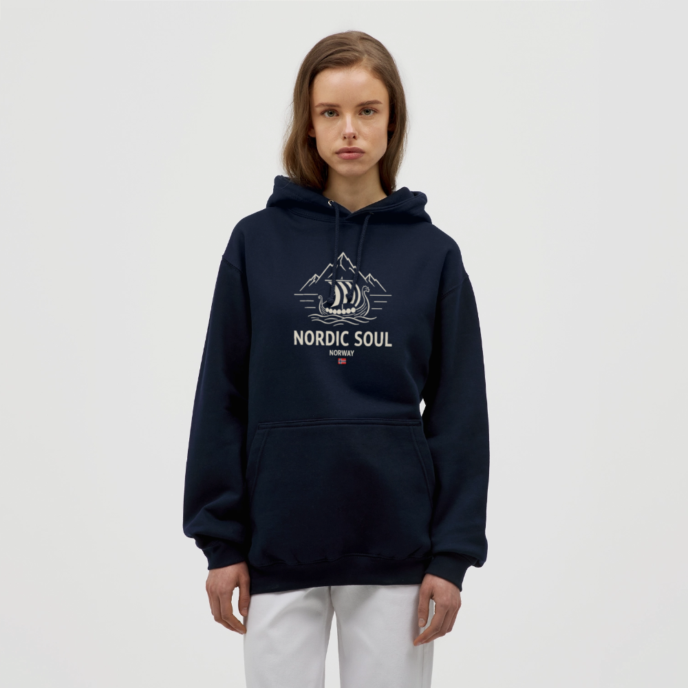 NORDIC SOUL Unisex Hoodie | Wikinger Reise Kapuzenpullover | Outdoor-Sweatshirt Norwegen - Navy