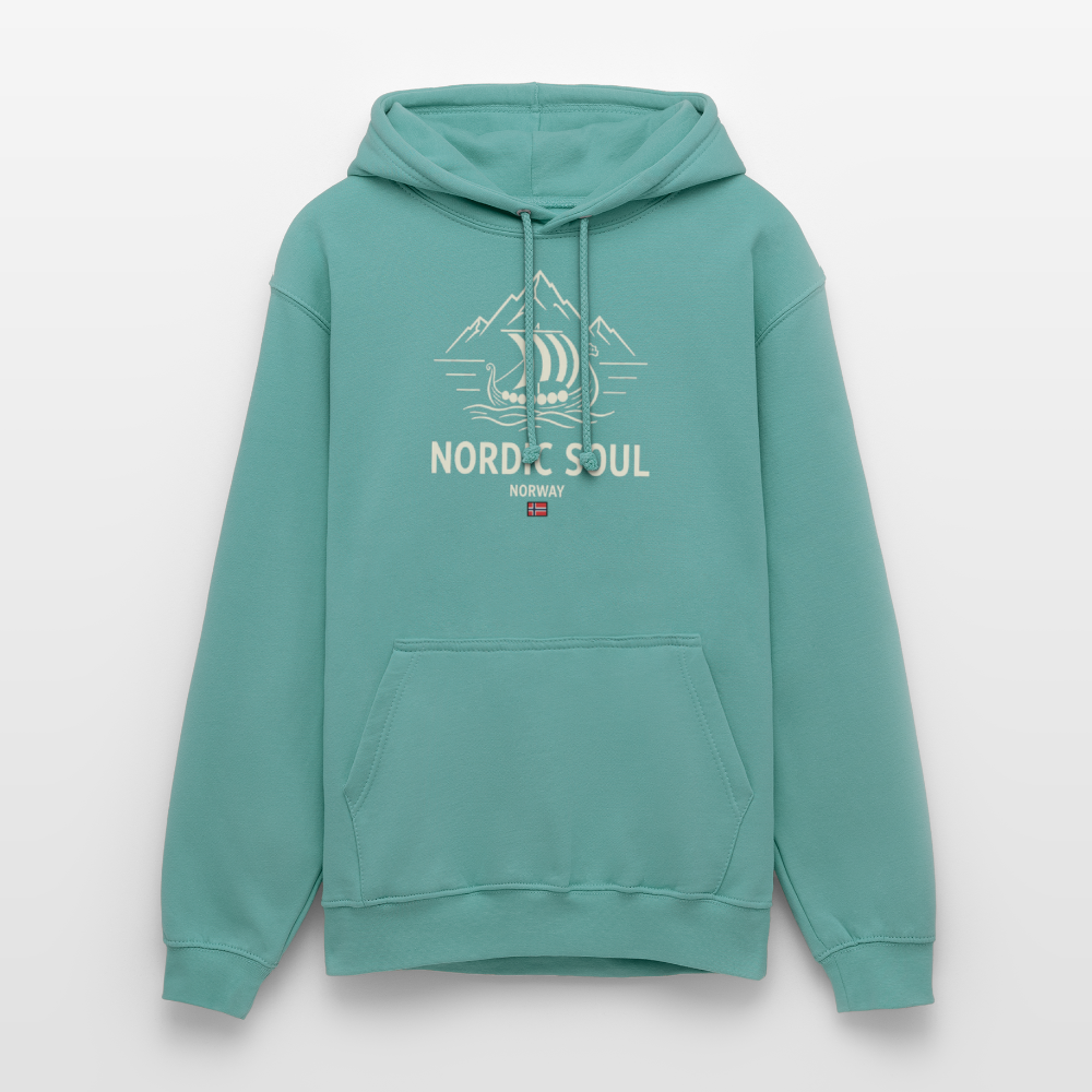 NORDIC SOUL Unisex Hoodie | Wikinger Reise Kapuzenpullover | Outdoor-Sweatshirt Norwegen - Pastelltürkis