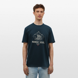 NORDIC SOUL – Norwegisches Wikinger-Langschiff Fjord T-Shirt - Navy