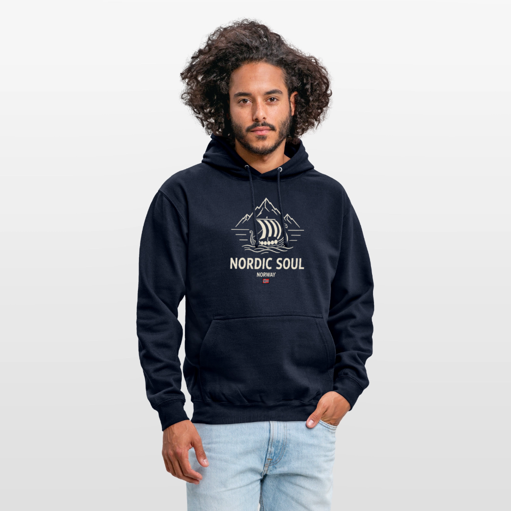NORDIC SOUL Unisex Hoodie | Wikinger Reise Kapuzenpullover | Outdoor-Sweatshirt Norwegen - Navy