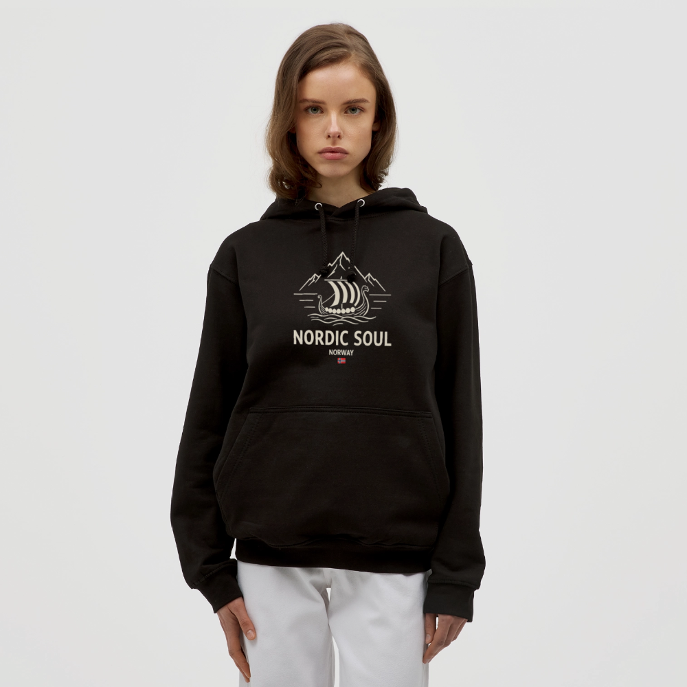 NORDIC SOUL Unisex Hoodie | Wikinger Reise Kapuzenpullover | Outdoor-Sweatshirt Norwegen - Schwarz