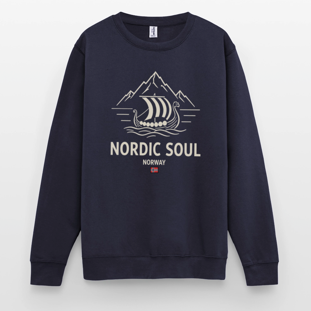 NORDIC SOUL Unisex Pullover | Skandinavien Sweatshirt | Wikinger Fjord Design - Navy